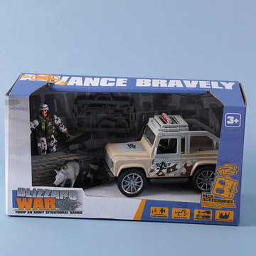 Military toy set inertial vehicle (including 3pcs AG13 button cell)