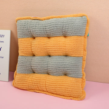 Striped Clashing Squares Cushion - Yellow Blue
