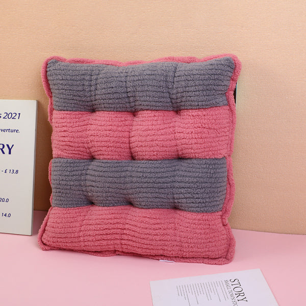 Striped Clashing Squares Cushion - Pink Gray