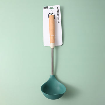 Fashion silicone ladle with wooden handle