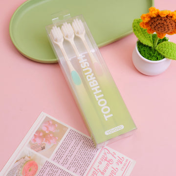 Square holes Fine soft bristle toothbrush 3-pack