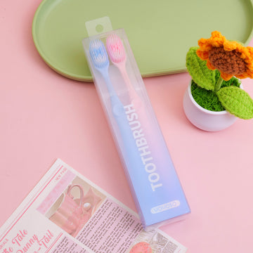 Wide and thin, cotton-like soft toothbrush, 2-pack