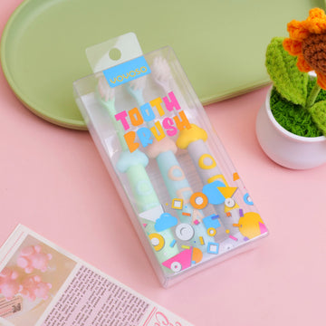 Cloudy soft geometric shape Children's soft bristle toothbrush 3-pack