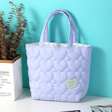 Love embroidered portable bucket bag-purple