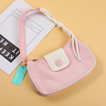 Solid color shoulder bag-pink