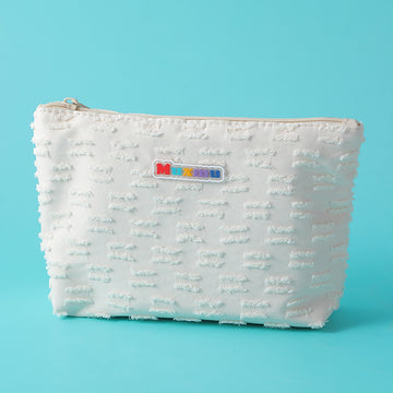 INS style niche trapezoid makeup bag-off-white