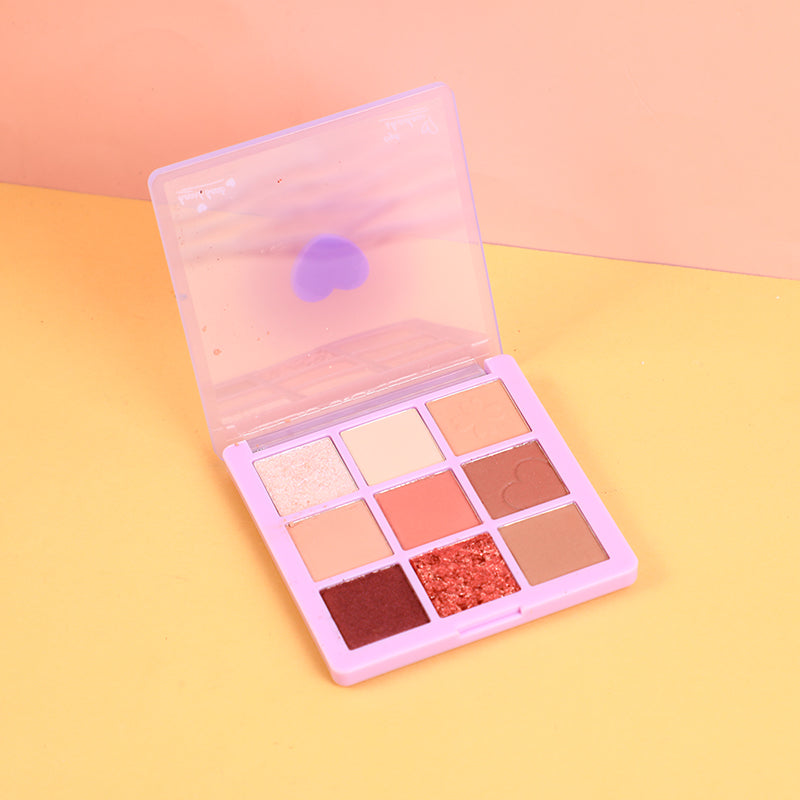 Heart beat nine colors eyeshadow palette-pink rhinestone & oat