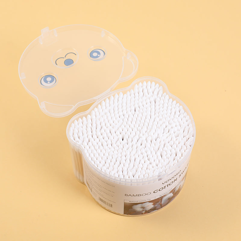 Panda bamboo cotton swabs 500pcs (one point and one spiral tip)