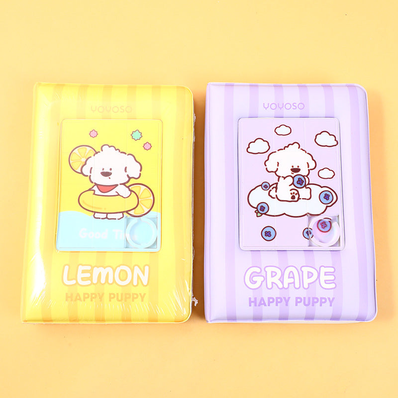 Colourful fruity papi dog stress relieve puzzle notebook A6- horizontal inside p