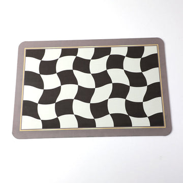 Abstract black and white checkered absorbent floor mat