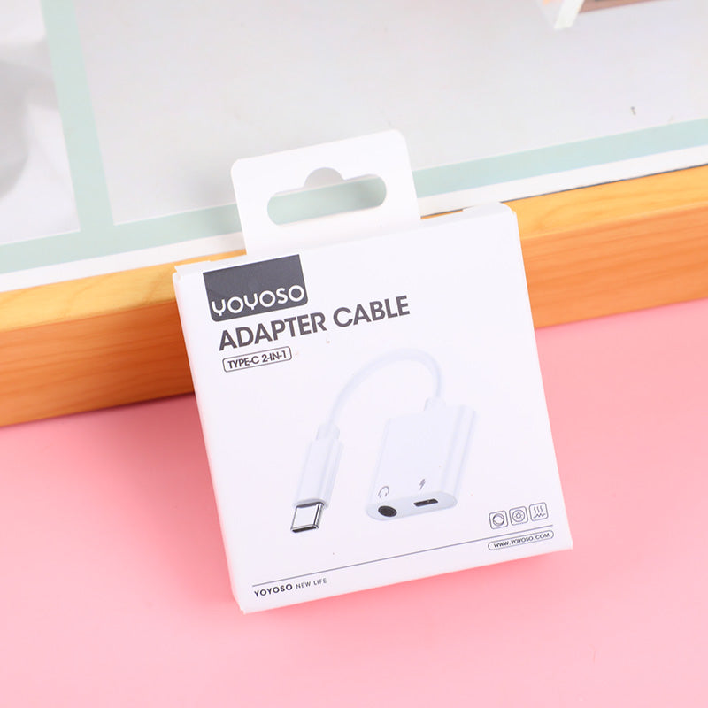TYPE-C to headphone jack and charging 2-in-1 adapter cable