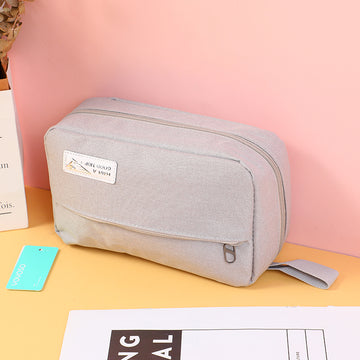 Simple and elegant three compartments storage cosmetic bag