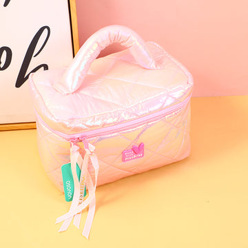 Down cotton bucket-shaped cosmetic bag