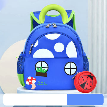 Children's insect backpack with round buckle-blue
