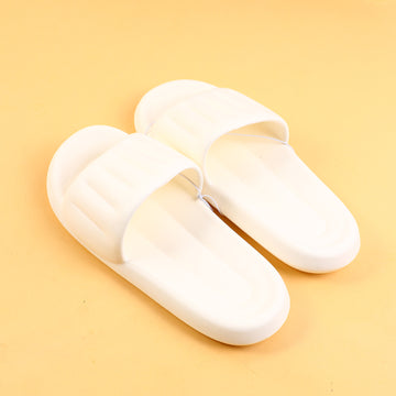 Silent anti-slip vertical strip women's household slippers size 40-41-white