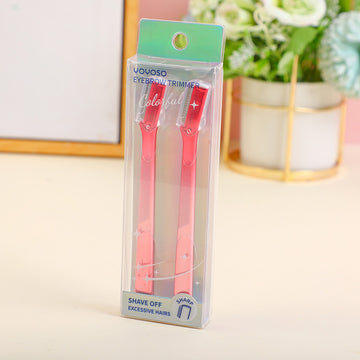 Gradient red colorful electroplated eyebrow trimmer 2pcs set-pink