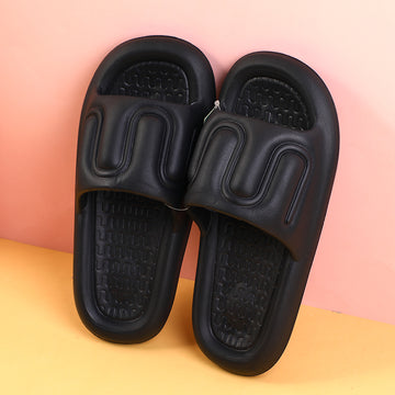 Creative vertical stripes men's household slippers size 44-45-black