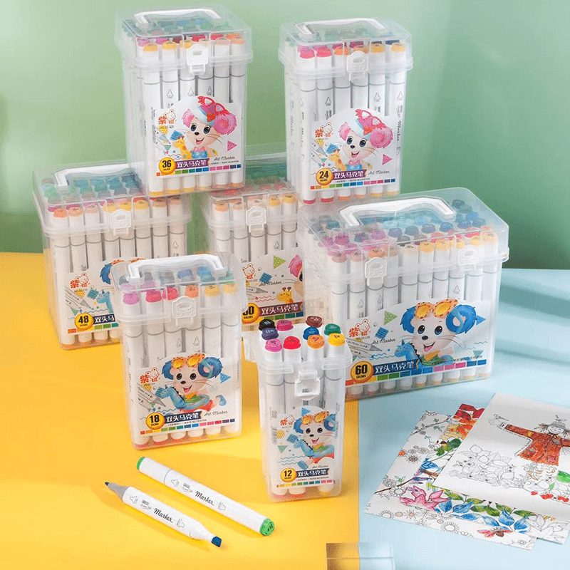 60Color Triangle Lever Double Head Marker 220