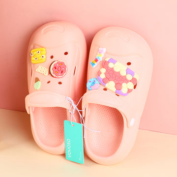 DIY delicious food children's slippers with holes size 34-35 (pink)