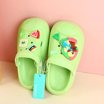 DIY delicious food children's slippers with holes size 30-31 (green)