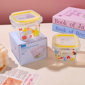 HS-BLB6001 Square Mini Baby Food Glass Storage Bowl 180ml