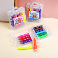 12 Colors Teddy Island Series 209 Bold Rod Large Capacity Watercolor Pens With Stamps