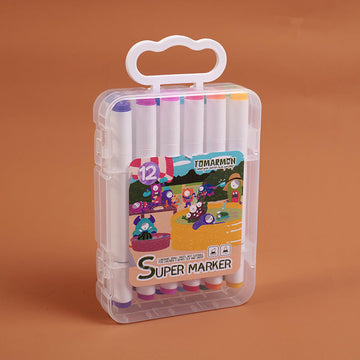 12 colors TOMARMON Series 218 Triangular Rod, Double-ended Markers in Carrying C