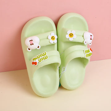 Little bear women's slippers with two straps-light green (36-37)
