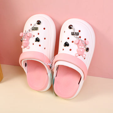 DIY series little bear detachable couple sandals with holes 36-37-mist pink