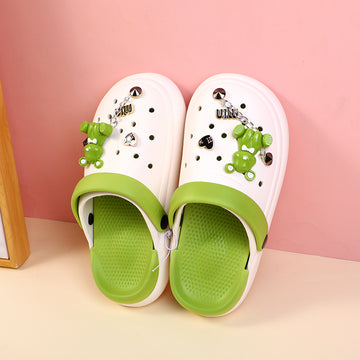DIY series little bear detachable couple sandals with holes 38-39-grape green
