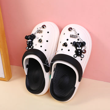 DIY series little bear detachable couple sandals with holes 36-37-black