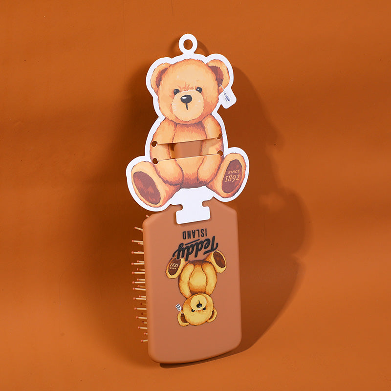 Teddy Island Series Square Massage Comb-Dark Brown