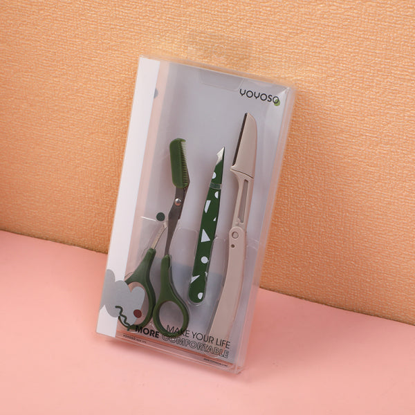 Eyebrow beauty tools combo set ( tweezers+scissors+eyebrow trimmer)