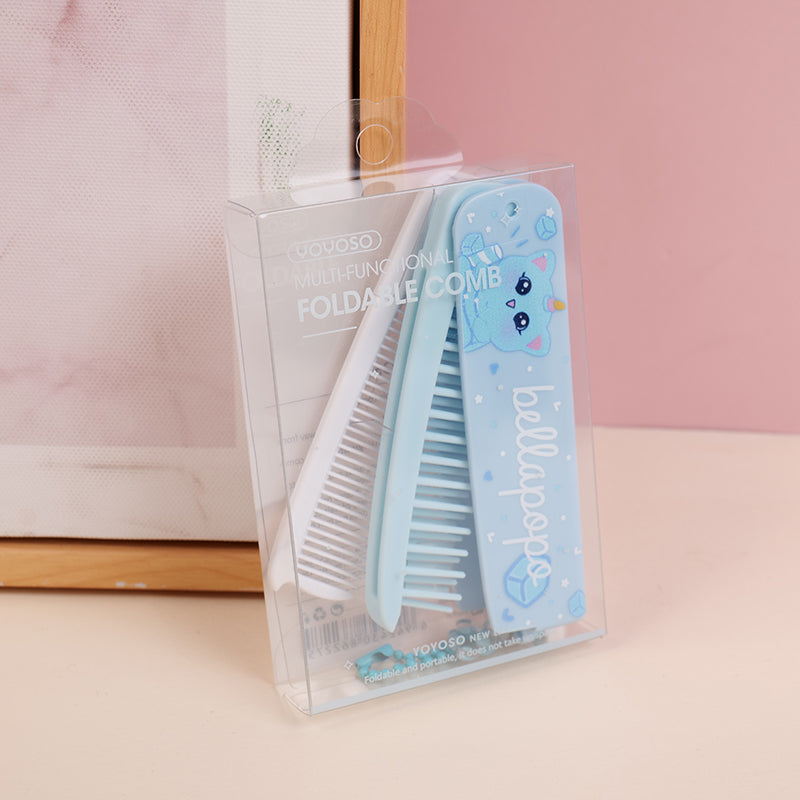 Multi-functional foldable comb-blue