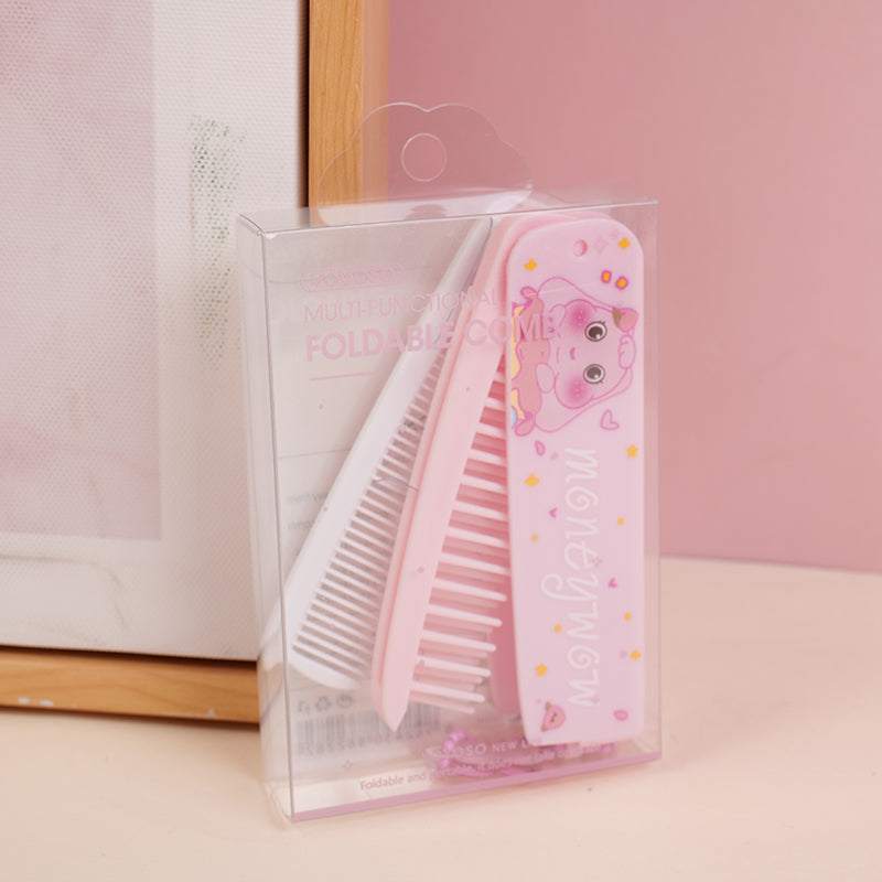 Multi-functional foldable comb-pink