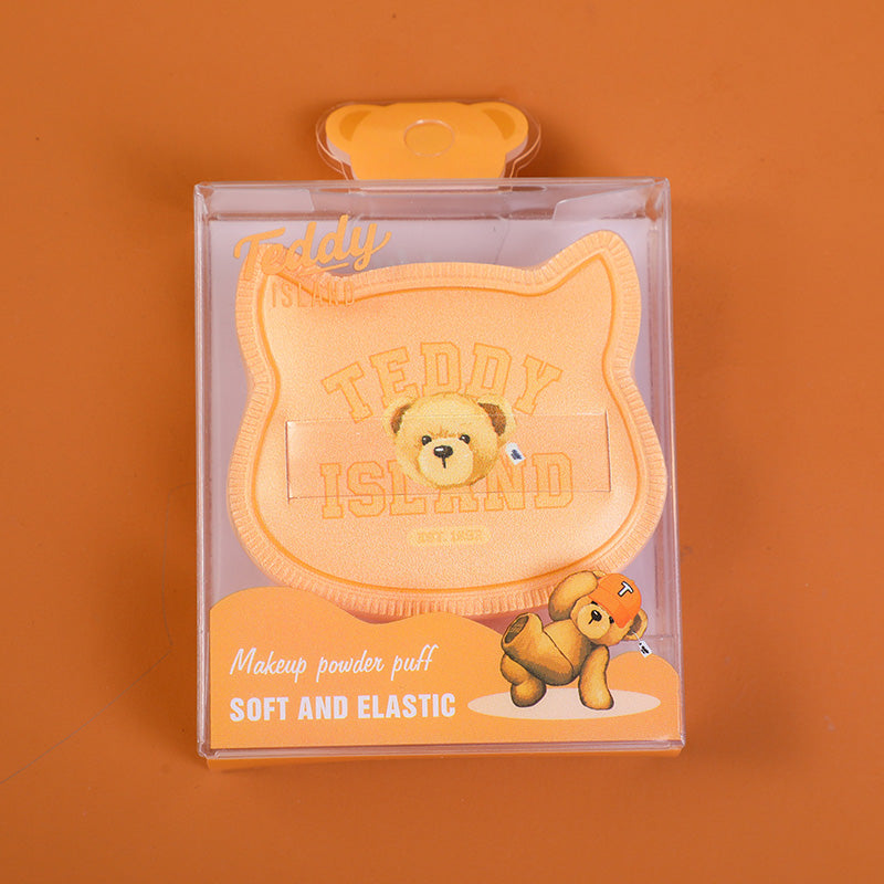 Teddy Island Series Cute Cotton Candy Powder Puff-Light Brown