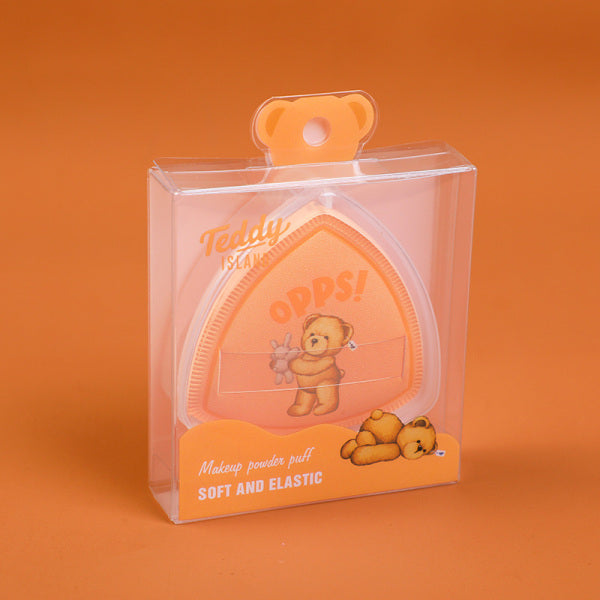 TEDDY ISLAND series cotton candy powder puff (with storage box)-light brown