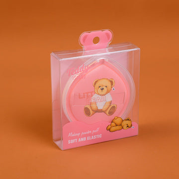 Teddy Island Series Water Drop Cotton Candy Powder Puff (With Storage Box)-Pink