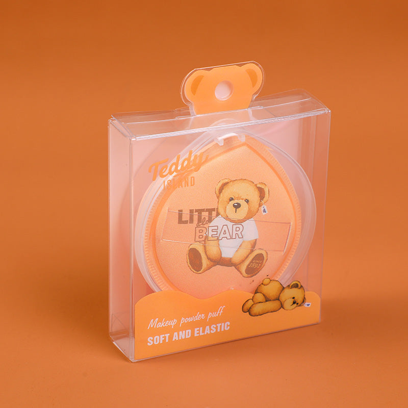 Teddy Island Series Water Drop Cotton Candy Powder Puff (With Storage Box)-Light Brown