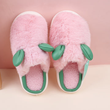 Cute bunny ears women's cotton slipper 38-39-pink
