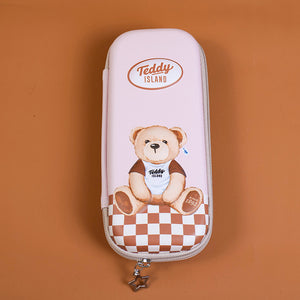 TEDDY ISLAND series classic plaid sitting pencil case
