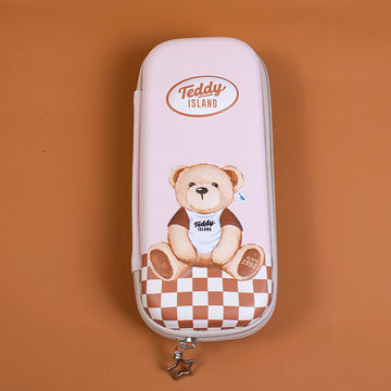 TEDDY ISLAND series classic plaid sitting pencil case