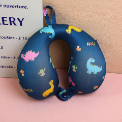 Cartoon animal B series children's memory foam U-shaped pillow-dark blue