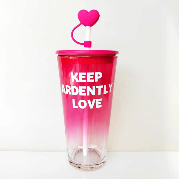 Heart straw glass cup-600ml