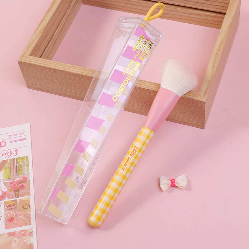 Flipped portable contouring brush