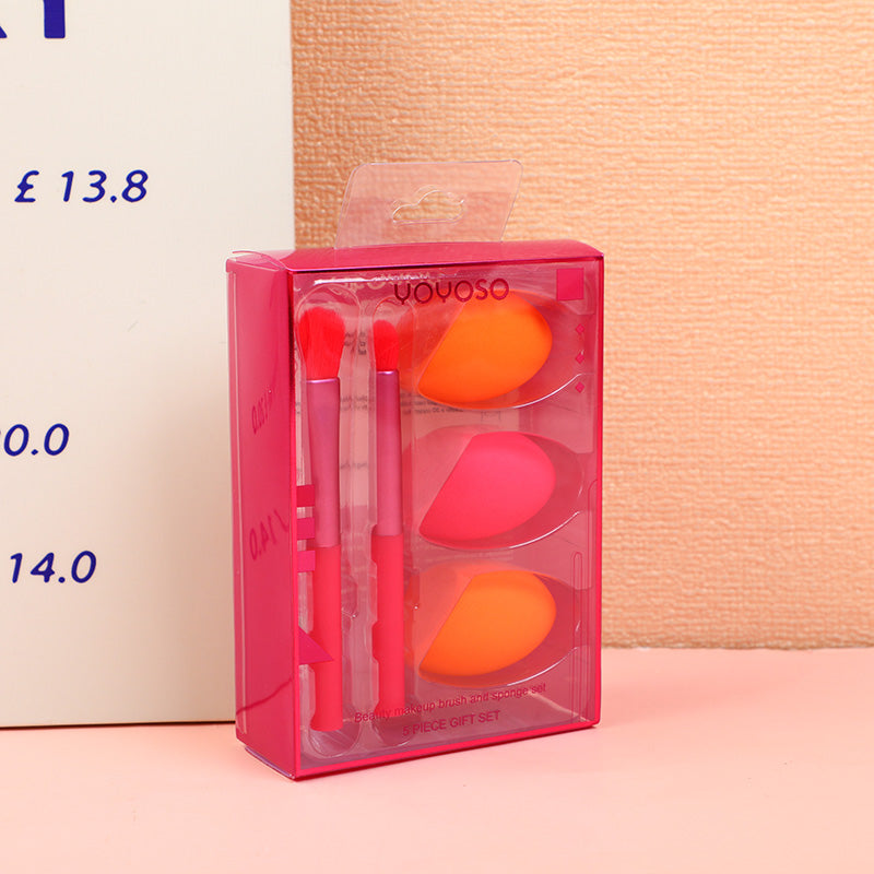 Makeup brush and powder puff set 5pcs