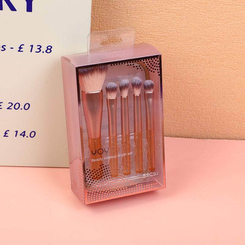 Pink and gold series makeup brush 5pcs set (storage bag for free)