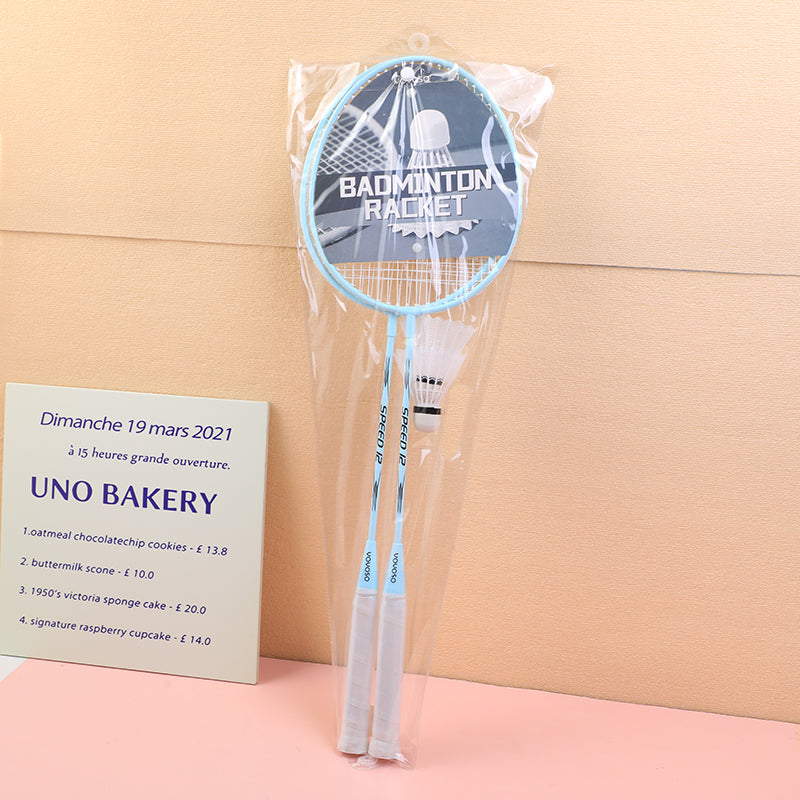 Adult badminton racket 2pcs-blue (including 2pcs shuttlecock)
