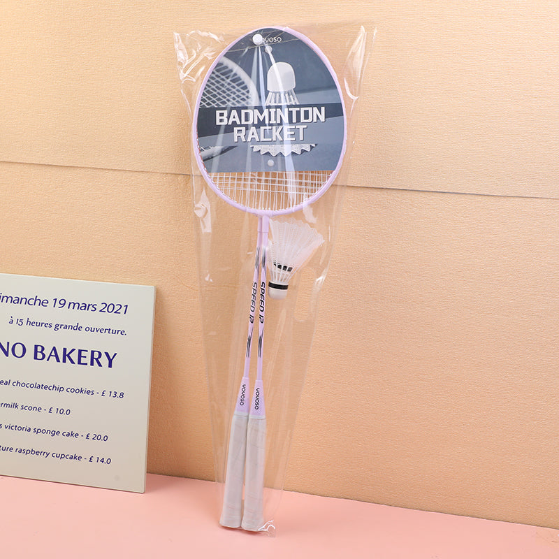 Adult badminton racket 2pcs-purple (including 2pcs shuttlecock)