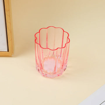Floral rim glass cup-small (pink)